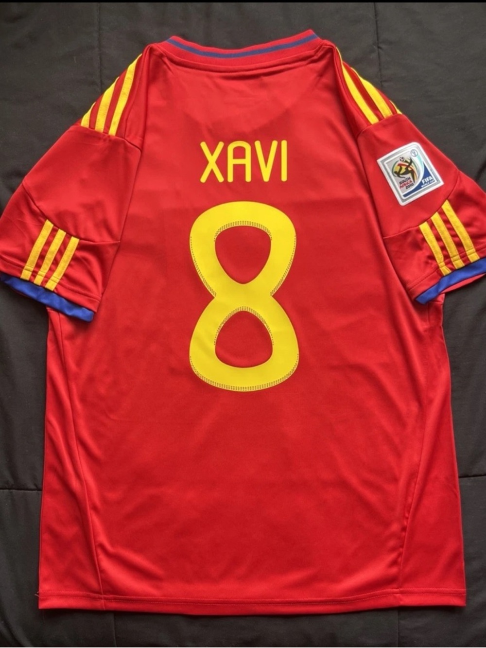 Xavi #8 Spain Retro Soccer Jersey 2010 World Cup Home Red